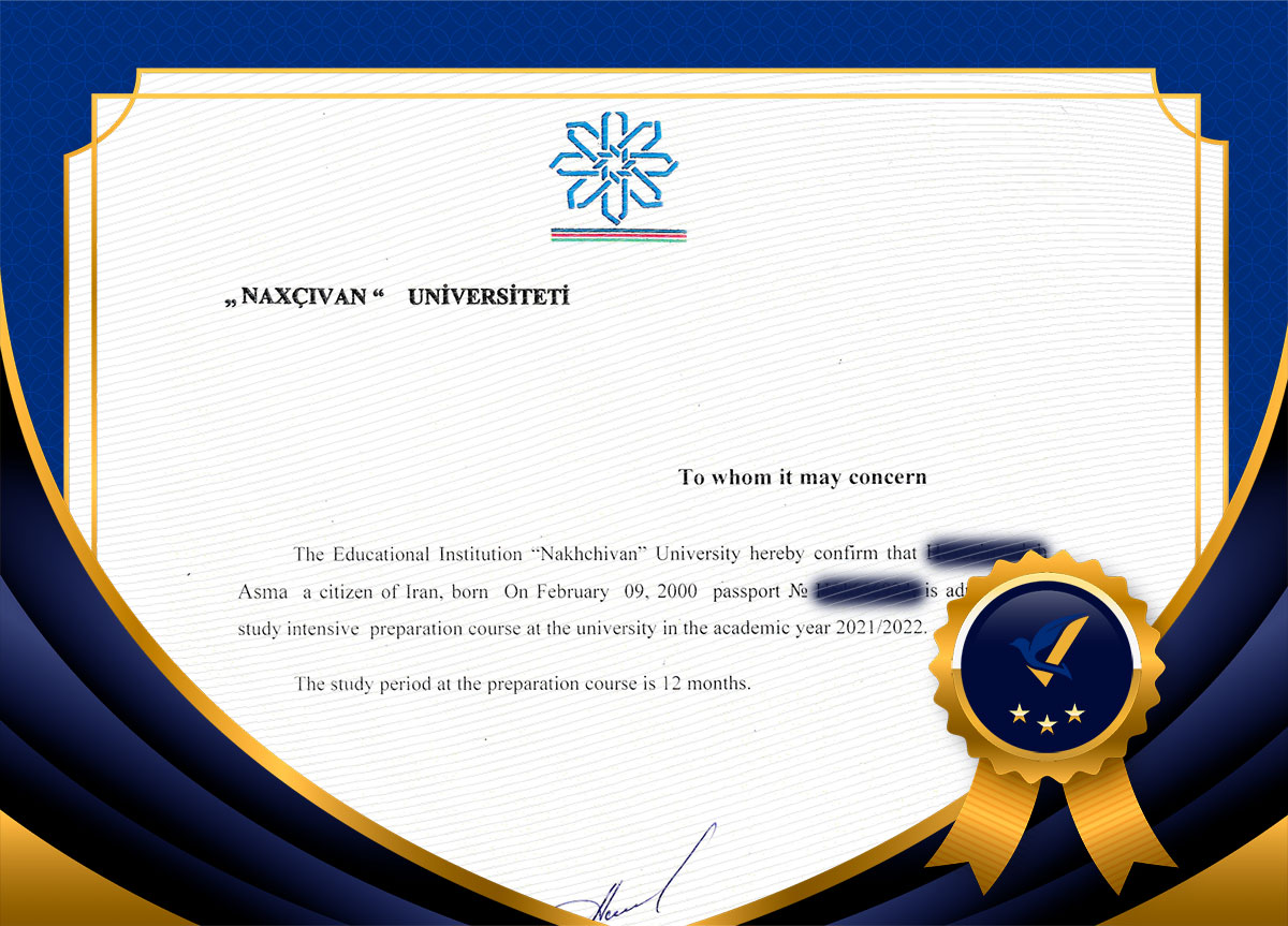 پذیرش دانشگاه نخجوان اسما عزیز