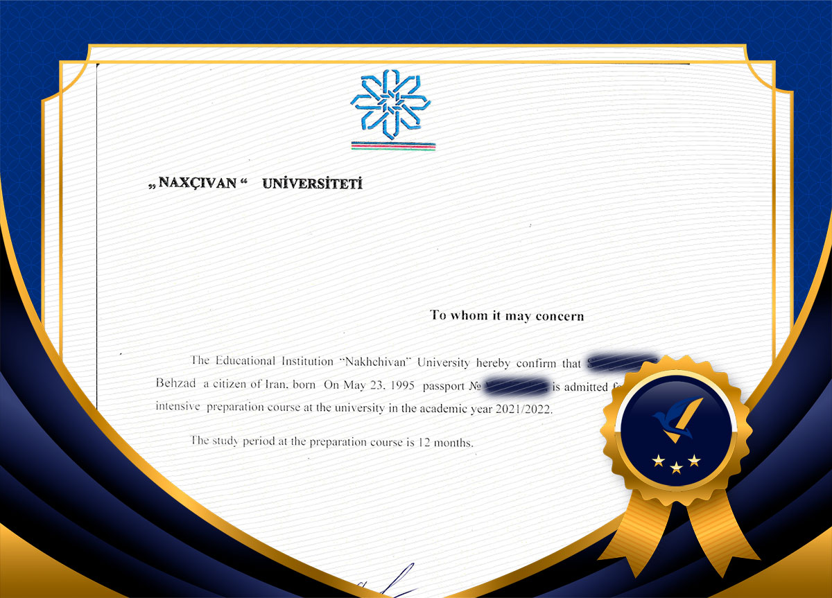 پذیرش دانشگاه نخجوان بهزاد عزیز